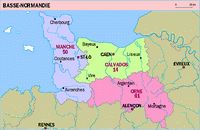 Carte de la Basse-Normandie avec les départements