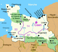Carte de la Basse-Normandie avec les parcs naturels