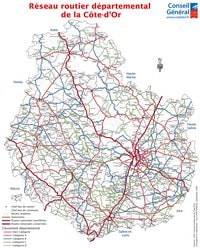 Carte de la Bourgogne grande carte routière