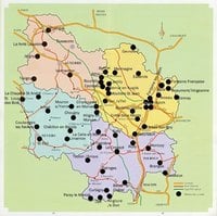 Carte de la Bourgogne avec les parcs et les jardins ouverts au public