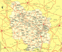 Carte de la Bourgogne avec les villes et les routes