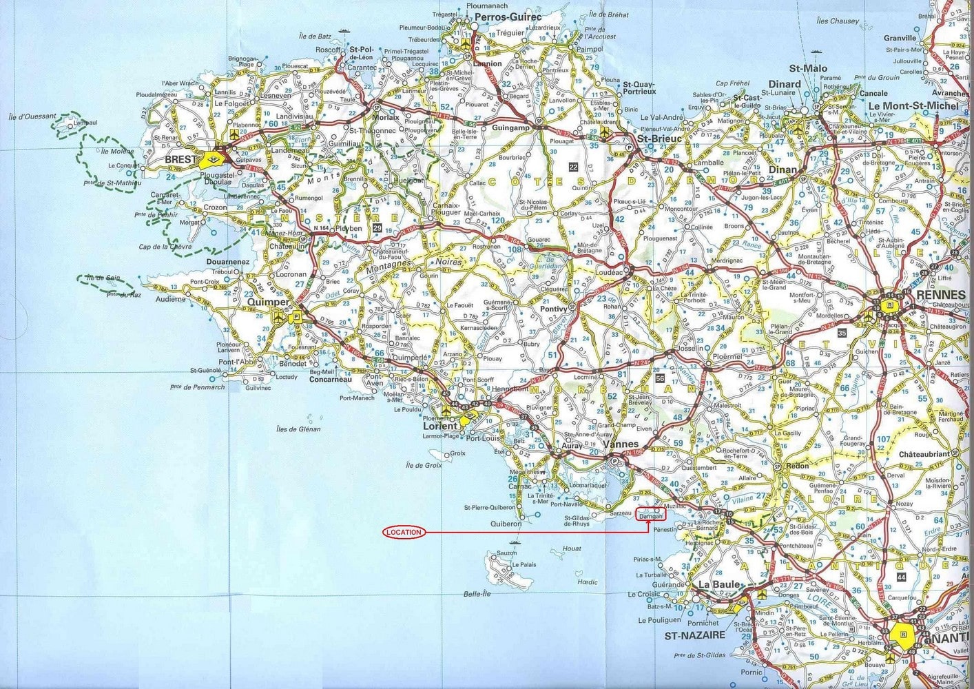 carte routiere bretagne