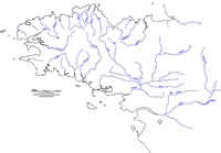Carte de la Bretagne vierge avec les cours d'eau