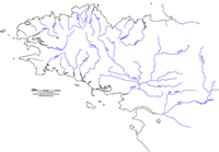 Carte de la Bretagne vierge avec les cours d'eau