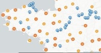 Carte de la Bretagne avec les fontaines et points d'eau potable