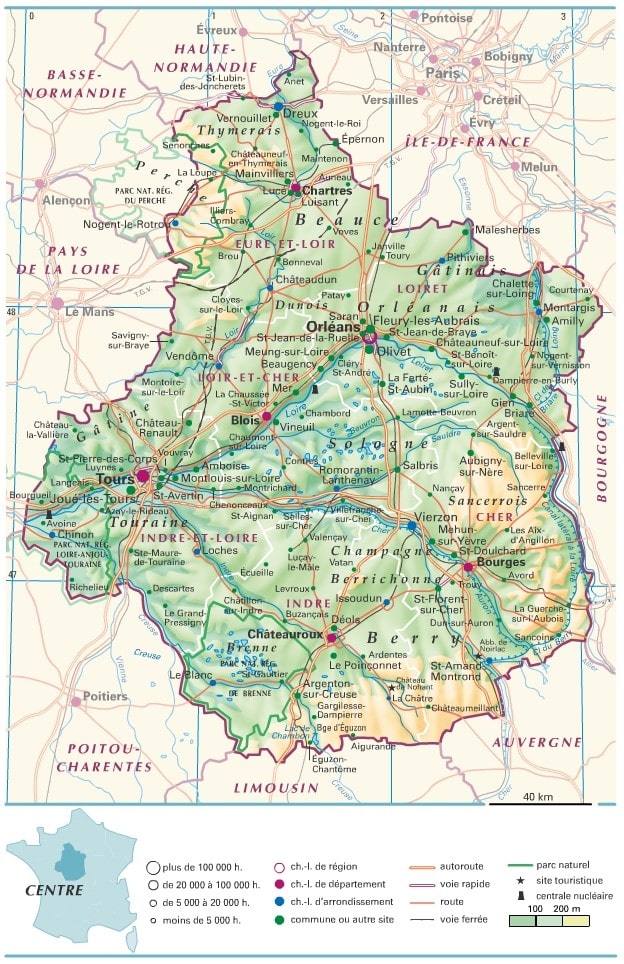 region centre carte de france