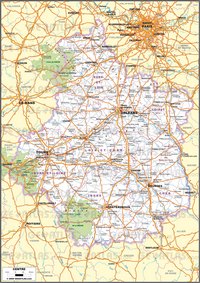 Carte du Centre avec les routes et les autoroutes