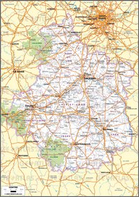 carte Centre routes et les autoroutes