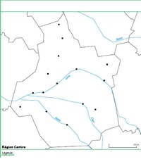 carte Région Centre vierge villes  cours eau