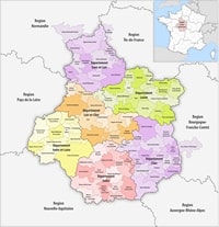 Carte Centre-Val de Loire départements regroupement des communes