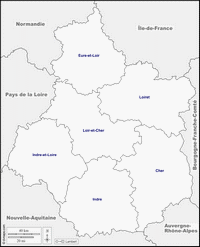 Carte Centre-Val de Loire vierge départements