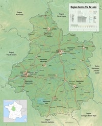 Carte Centre-Val de Loire villes routes rivières