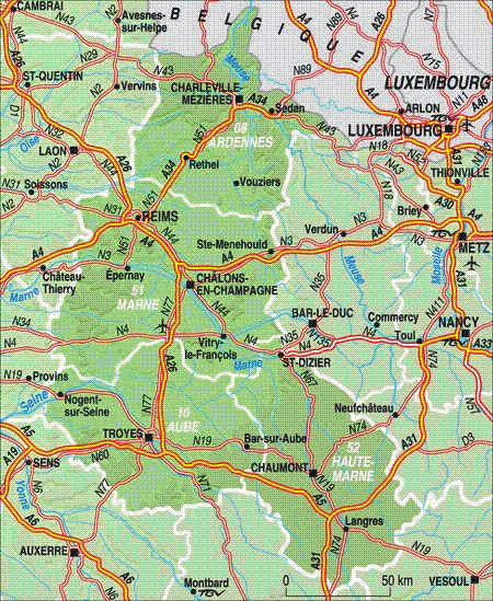 champagne ardenne carte geographique