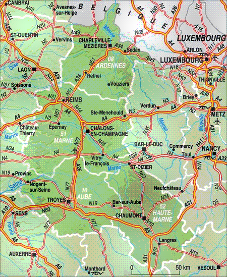 champagne ardenne carte detaillee