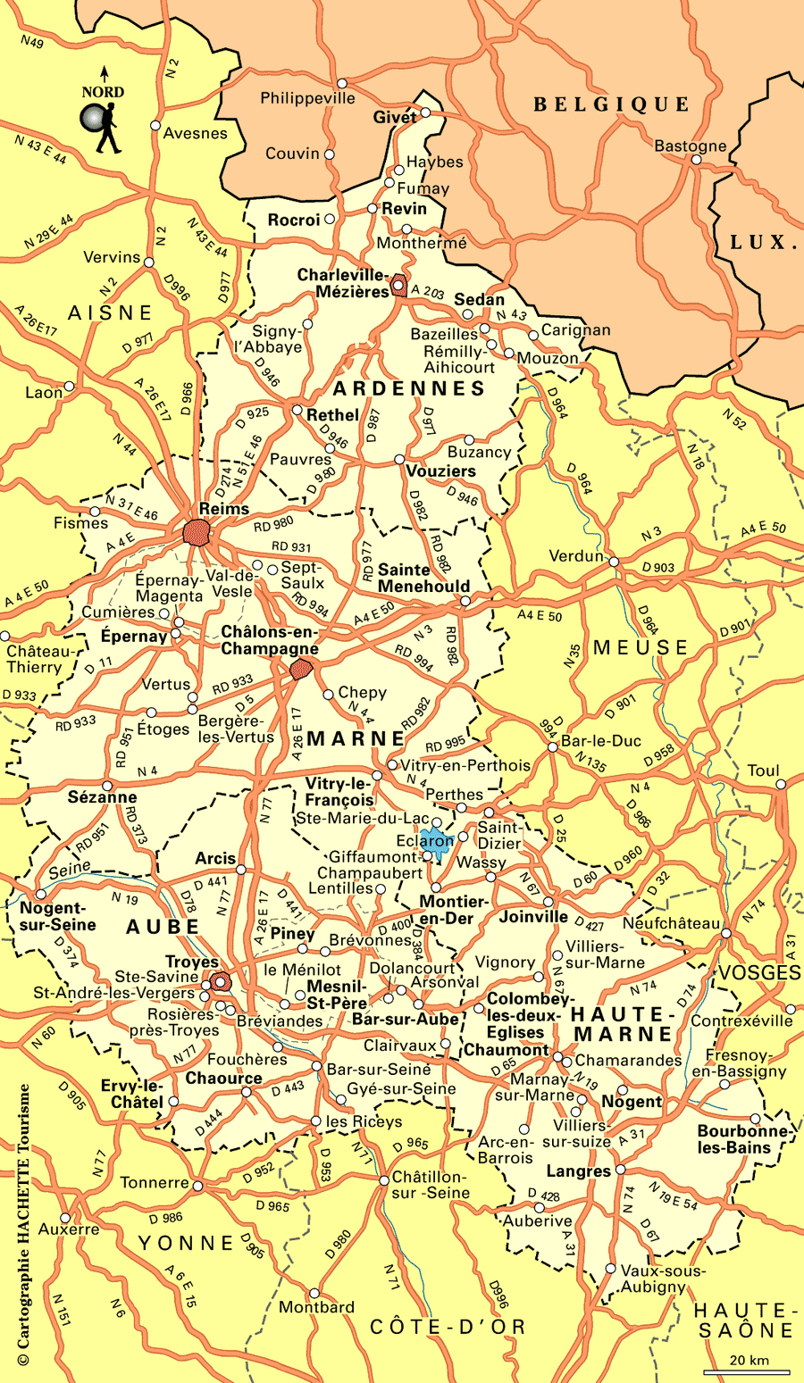 carte detaillee du departement 08