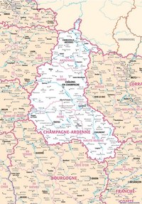 Carte de la Champagne-Ardenne avec les villes et les rivières