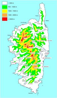 carte Corse relief altitude