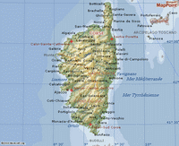 Carte de la Corse avec les villes et les aéroports
