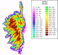 carte relief Corse altitude