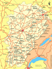 carte Franche-Comté villes et les routes