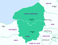 Carte de la Haute-Normandie avec les départements
