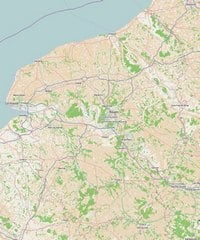 Carte de la Haute-Normandie avec les routes, les villes et la végétation