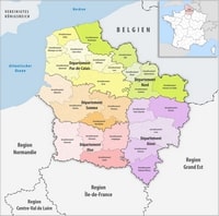 Carte Hauts-de-France départements arrondissements