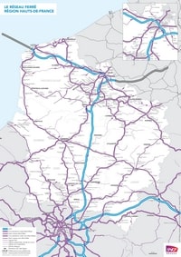 Carte Hauts-de-France réseau ferré lignes train gares