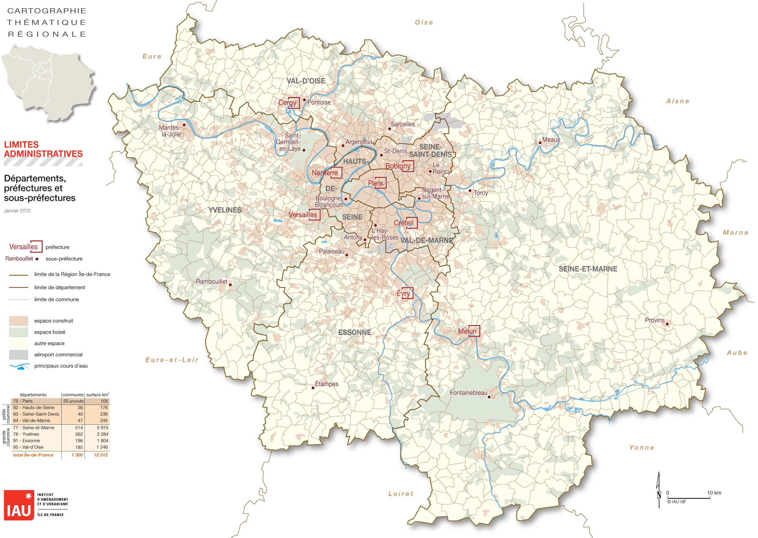 carte île de france avec les villes