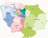 carte Île-de-France départements en couleurs