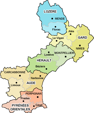 carte languedoc roussillon avec villes