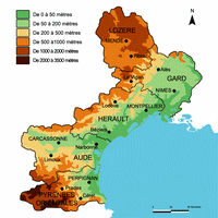 Carte du Languedoc-Roussillon avec les villes et les rivières