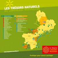 Carte du Languedoc Roussillon avec les réserves naturelles et les parcs naturels