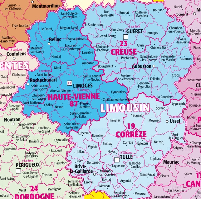 carte limousin villes