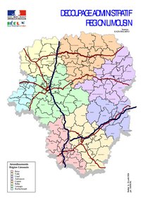 Carte du Limousin avec le découpage administratif