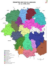 Carte du Limousin avec les pays du Limousin