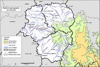 Carte du Limousin avec le relief, l'altitude en mètre et l'hydrographie