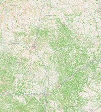Carte du Limousin avec les routes, la forêt et la végétation