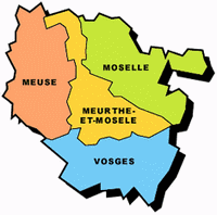 Carte de la Lorraine avec les départements