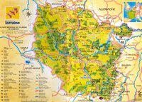 Carte de la Lorraine avec les informations touristiques, les axes routiers et les voies navigables