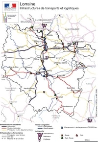 carte Lorraine transports autoroutes nationales