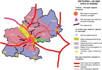 carte géographie Midi-Pyrénées axes espaces pôles