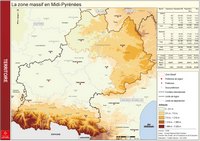 Carte de géographie des Midi-Pyrénées avec le relief et l'altitude