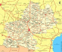 Carte des Midi-Pyrénées avec les villes et les routes