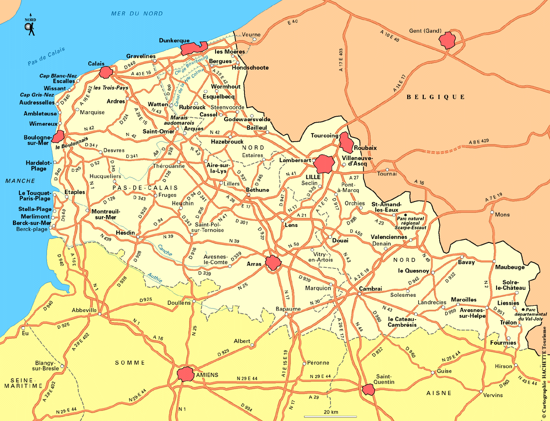 carte routière avec villes