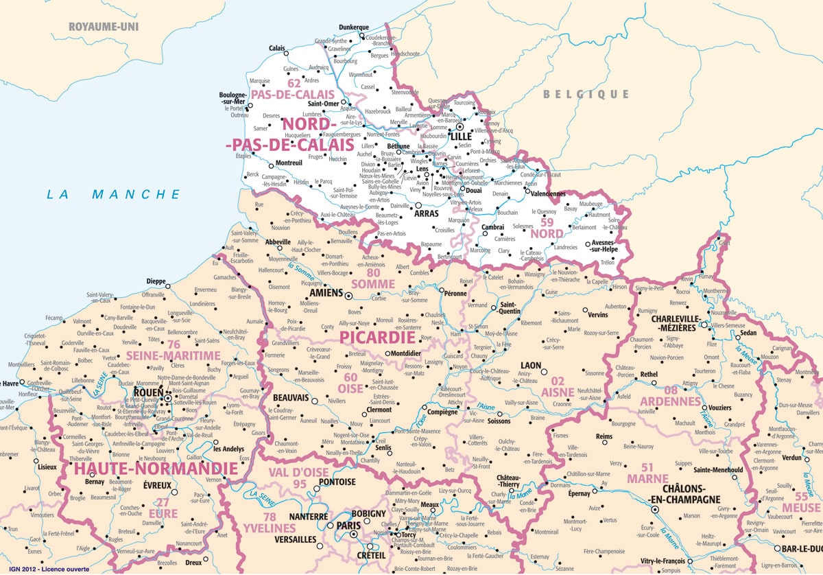 carte nord france