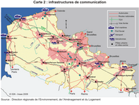 Carte du Nord-Pas-de-Calais avec les infrastructures de transport