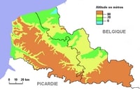 carte Nord-Pas-de-Calais relief altitude 