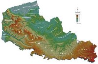 carte Nord-Pas-de-Calais relief altitude en mètre massifs