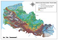 carte Nord-Pas-de-Calais villes cours eau relief altitude